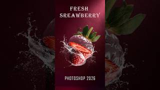 Photoshop 2026 Tips for – Creating Ultra Realistic Strawberry Splash Poster 🍓#photoshop