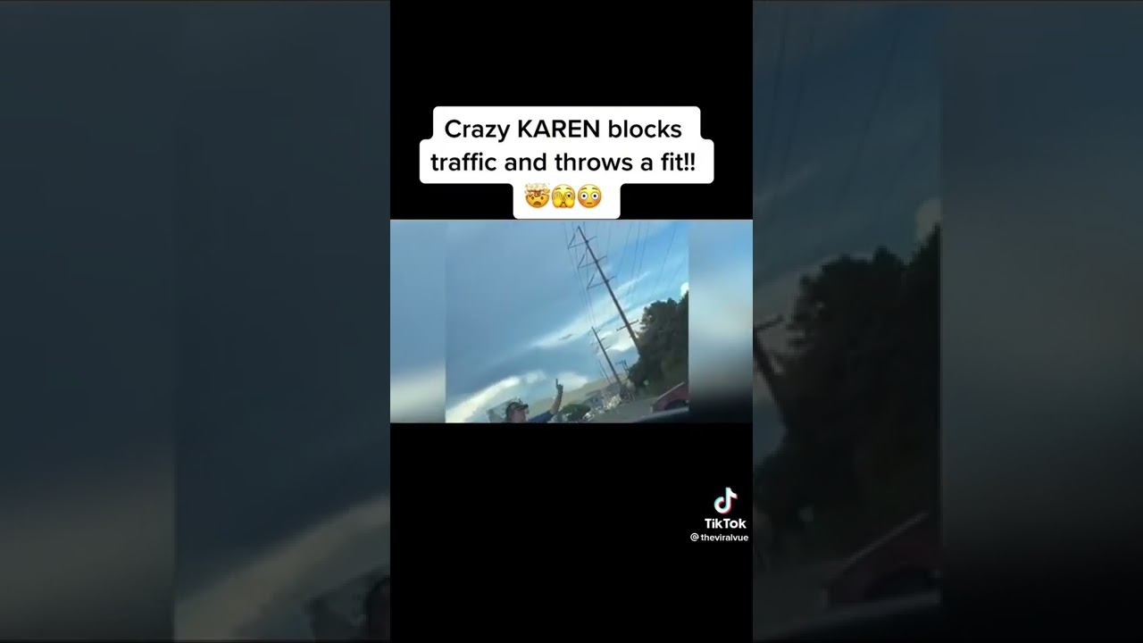 Insane Karen blocks traffic and throws a fit 