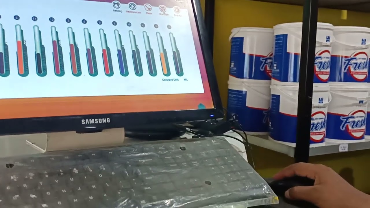 CARA MENGOPERASIKAN MESIN TINTING/OPLOS CAT TEMBOK WARNA AGUNG