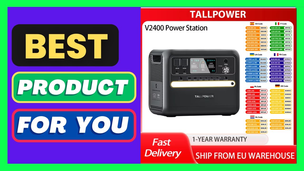 TALLPOWER V2400 Portable Power Station 2160Wh LiFeutput