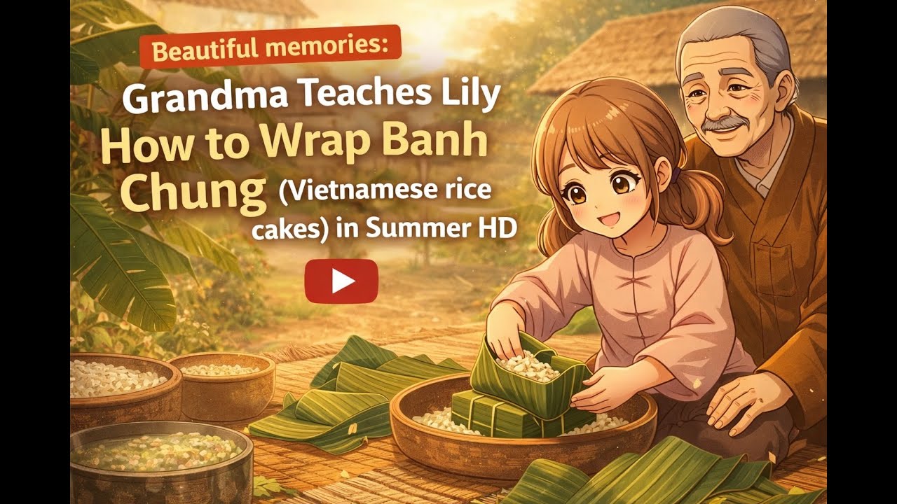 Beautiful memories: Grandma Teaches Lily How to Wrap Banh Chung (Vietnamese rice cakes) in Summer HD