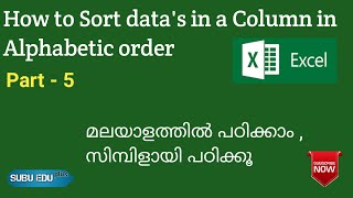 SORTING IN MS EXCEL |  ALPHABETIC ORDER  | MALAYALAM TUTORIAL | PART - 5