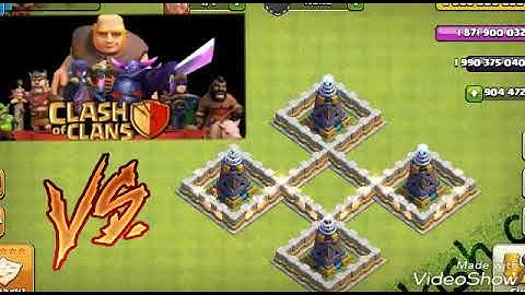 4 Max mega Tesla Vs All Troops | Coc Private server |