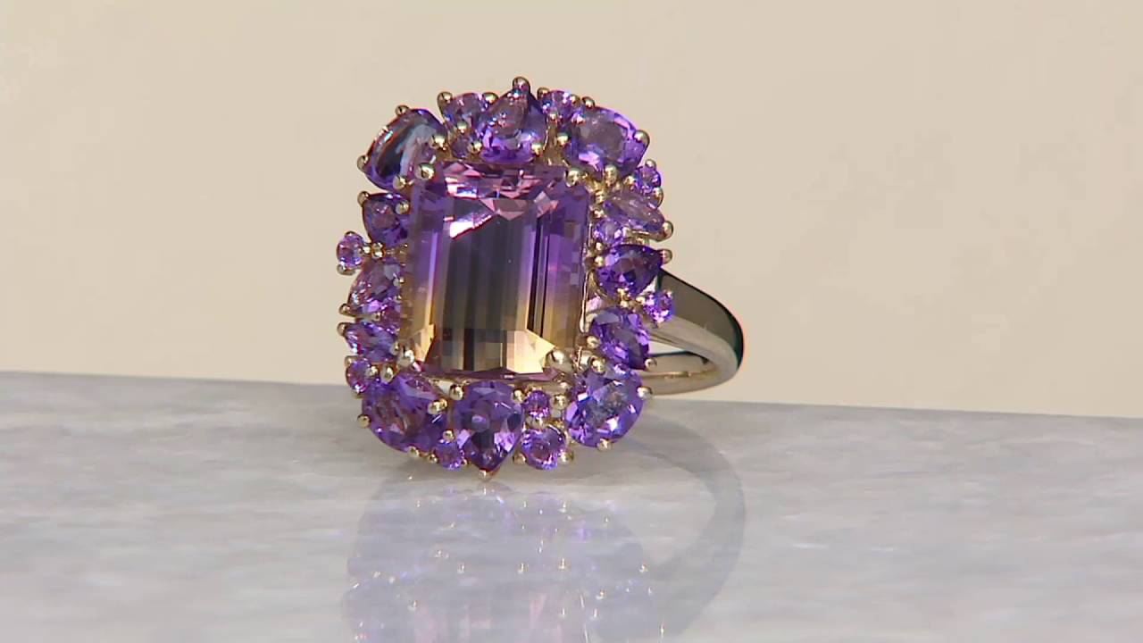 Ametrine & Multi-Cut Amethyst Bold Ring, 14K Gold 4.60 ct on QVC - YouTube