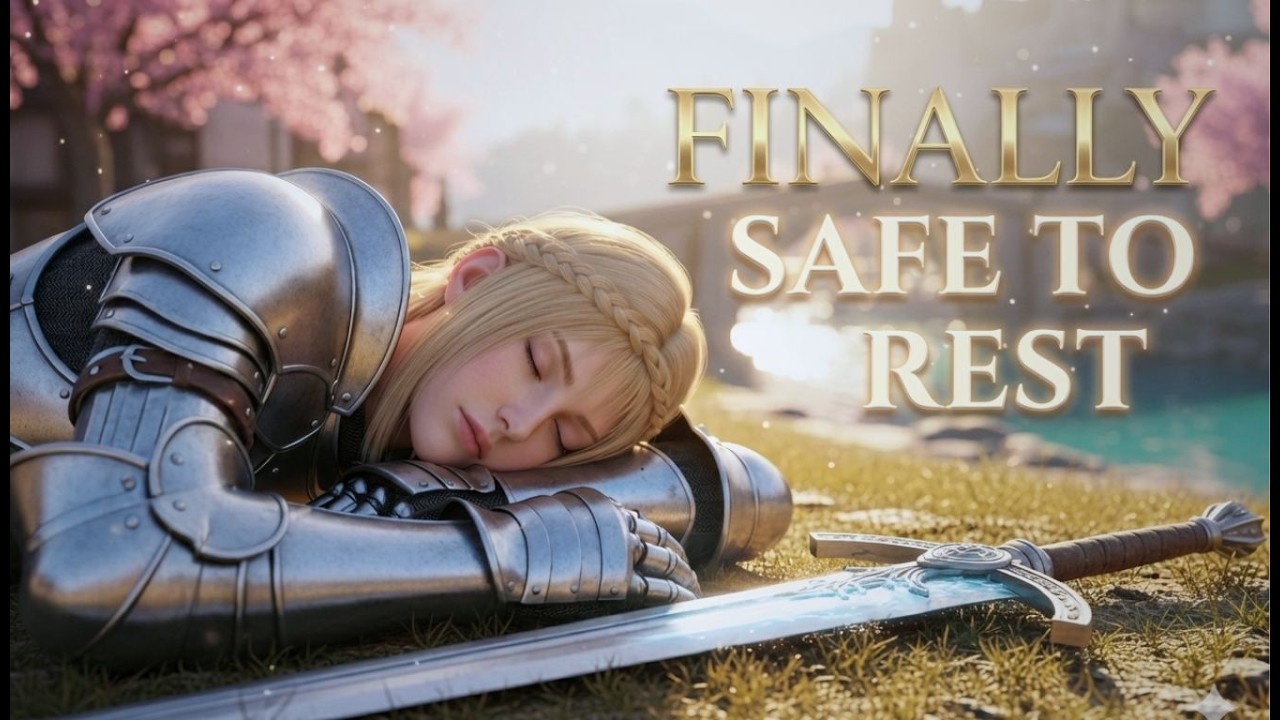 shhh.. let's rest with her 🛡️ Relaxing Fantasy Waltz & River Sounds for Stress Relief & Reading