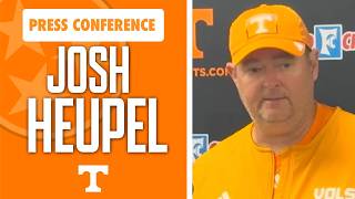 Tennessee football head coach Josh Heupel talks after 45-24 win over Georgia Tech I GBO