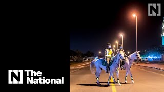 Dubai Police horses patrol the streets to keep residents safe from coronavirus