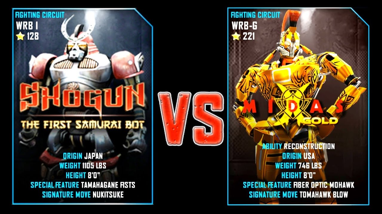 Real Steel WRB Shogun (128) VS MIDAS GOLD (Champion)(221) NEW Robot updating (Живая Сталь)