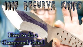1095 Recurve Knife - How to do a compound grind( Bonus AEB-l Kiridashi footage 2018)