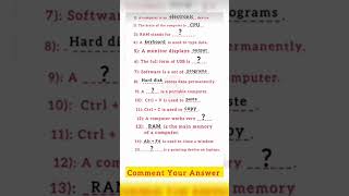 Top Fill in the Blanks Questions #shorts #ytstudio #blanks