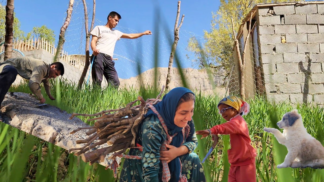 Nomadic life from gathering firewood to cooking and construction - YouTube