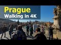 Walking in Prague for 2.5 hours | 4K, Czech Republic