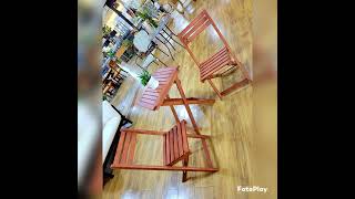 Outdoor Patio 3-Piece Wood Bistro Set Table Chairs Decor Natural Color NEW