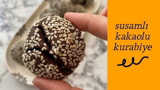 Az malzemeli çok lezzetli içi yumuşak dışı çıtır susamlı kakaolu kurabiye 🍪 Semra Yetim