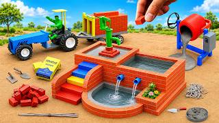 DIY Mini Tractor Builds a Water Tank With Hand Pump | Village Water Supply Project