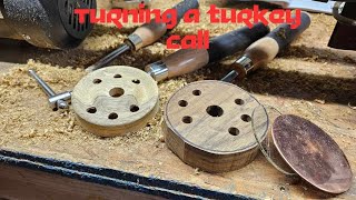 Turning a turkey call on a wood lathe