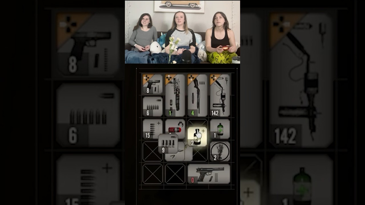 When you're about to be killed so you organize your inventory #gaming #horrorgaming #residentevil