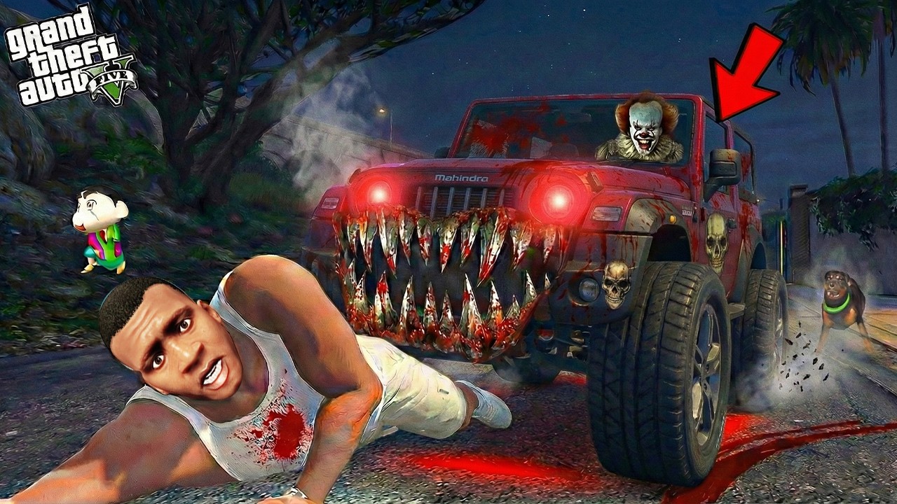 Franklin & Shinchan Attacked By Haunted Cursed Car || SHINCHAN GTA 5 VIDEO