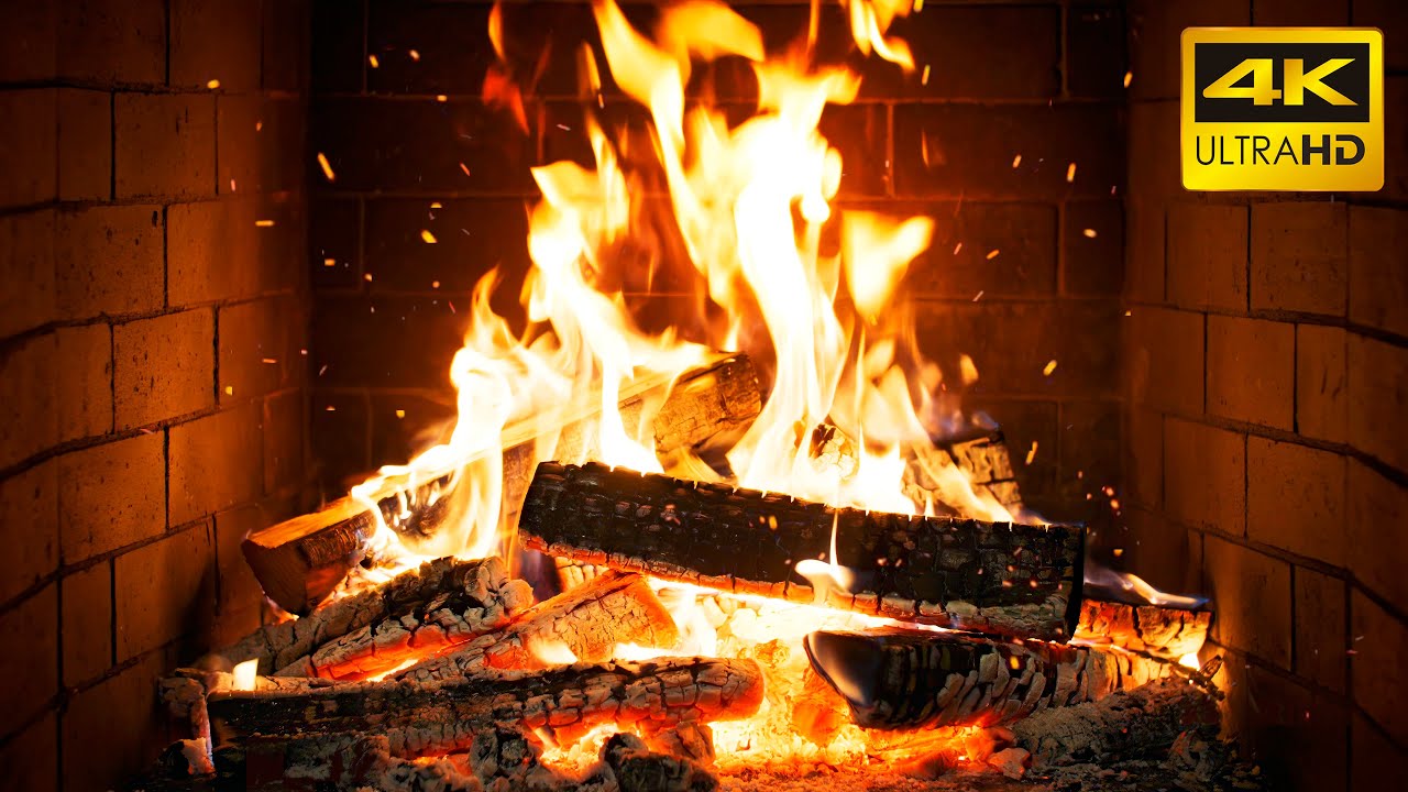 🔥 Камин медленно горит, тихие дрова и уют для спокойных вечеров (Fireplace 4K)