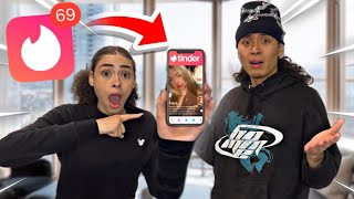 USING A DATING APP IN FRONT OF MY GIRLFRIEND PRANK! *SHE BROKE MY PHONE*
