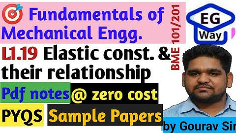 Fundaments of mechanical Engg. | L1.19 Elastic Constant and their relationship | by Gourav Sir #aktu