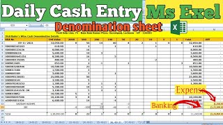 Daily cash entry in ms exel denomination sheet | how to cash entry in ms exel | gyan scope screenshot 4