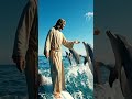 🐋 Jesus blesses mighty whales beneath moonlight #jesus #viral #short #ai