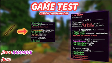 GameTest Custom command Lore MCBE 1.18.30+