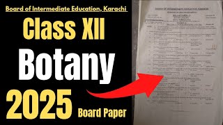 Class 12 Botany 2025 Board Exam Question Paper | Sindh Board  