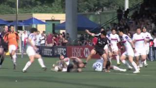 Hong Kong player does a flip to get on Rugbydump