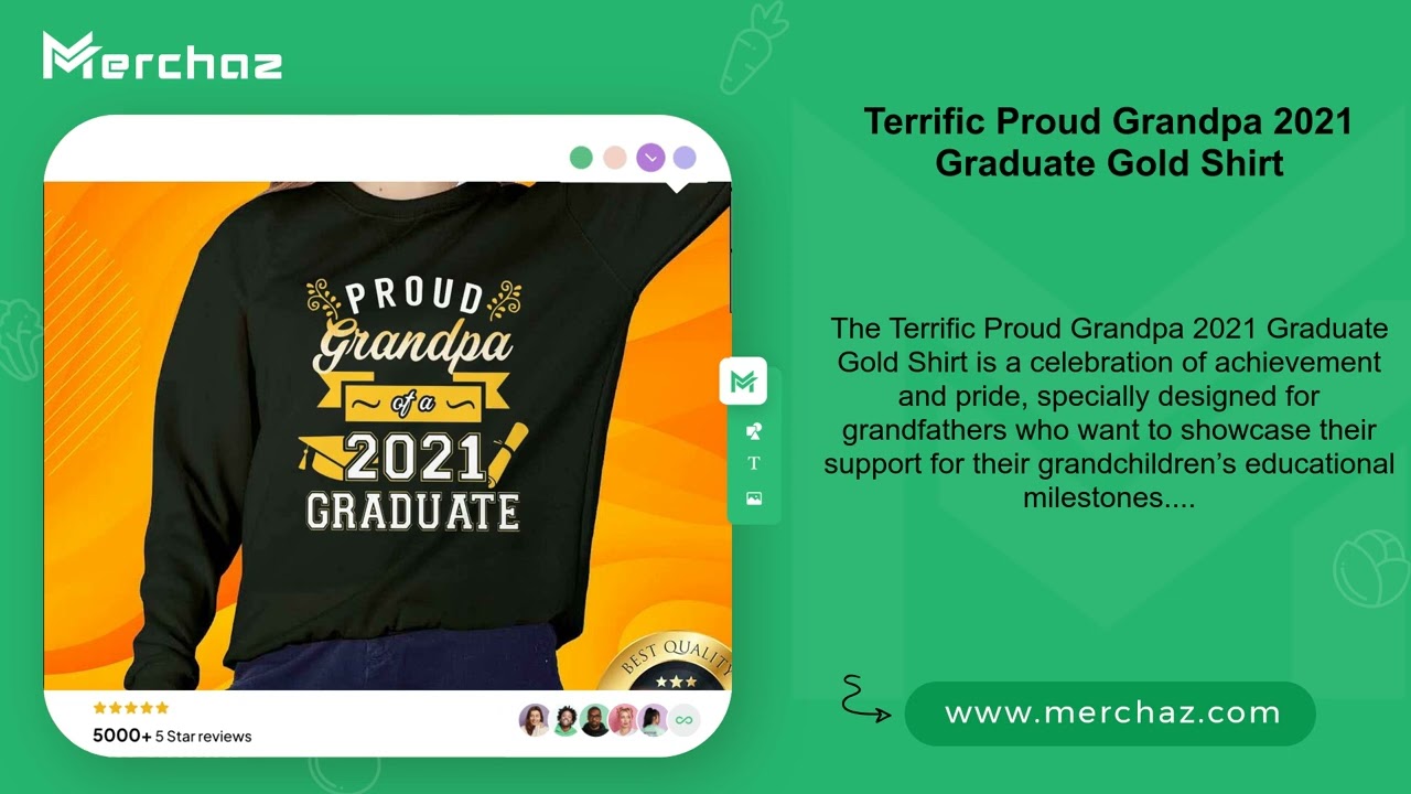 Terrific Proud Grandpa 2021 Graduate Gold Shirt