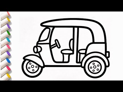 How to Draw Auto Rickshaw 🛺 Easy With Acrylic Paints for Kids | drawing for kids and toddlers 