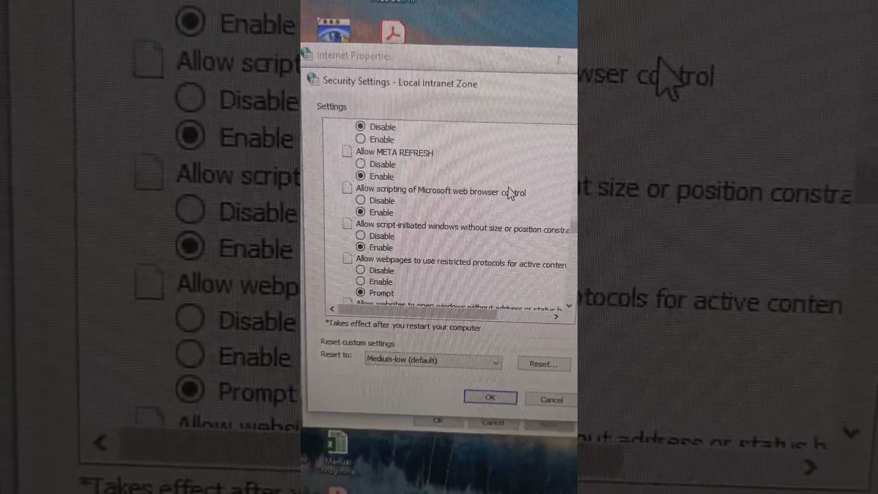 security settings for local internet zone 
