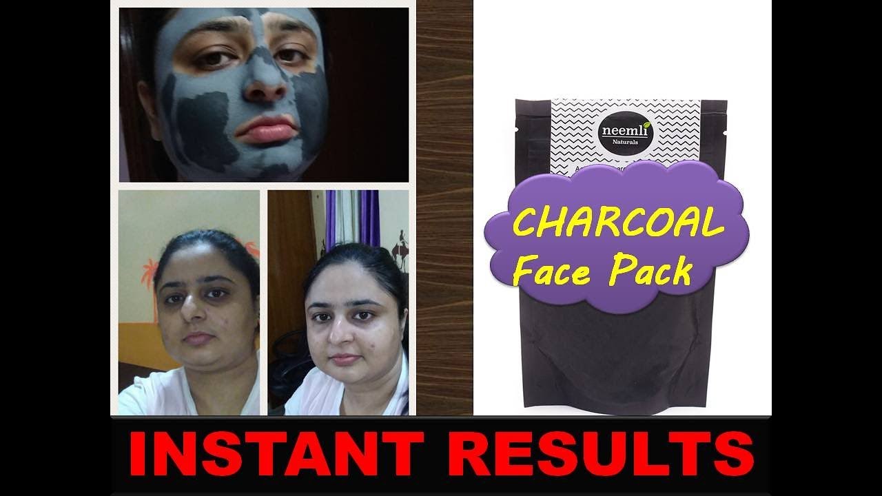 How to get rid of blackheads and whiteheads in 10 minutes/ Review= Neemli Charcoal pack