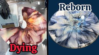 Can You Repour Over Resin? Lazy Susan Resuscitation #acrylicpainting #fluidart