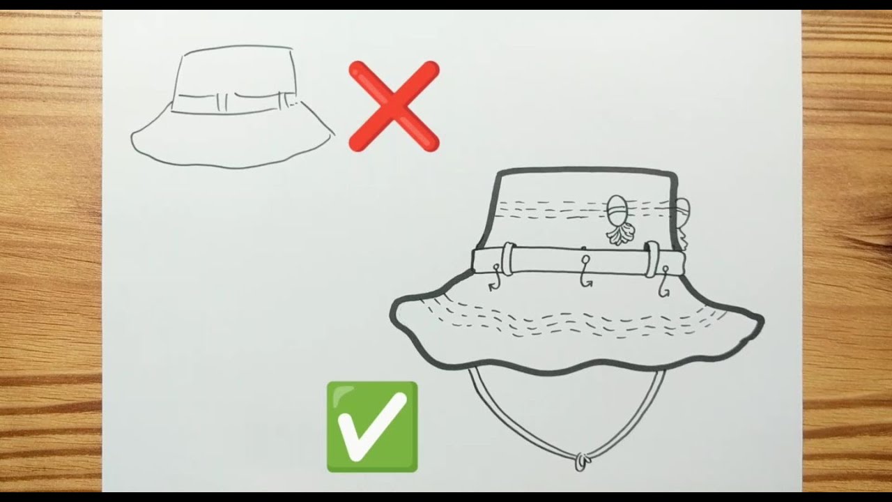 How to draw FISHING HAT Easy YouTube