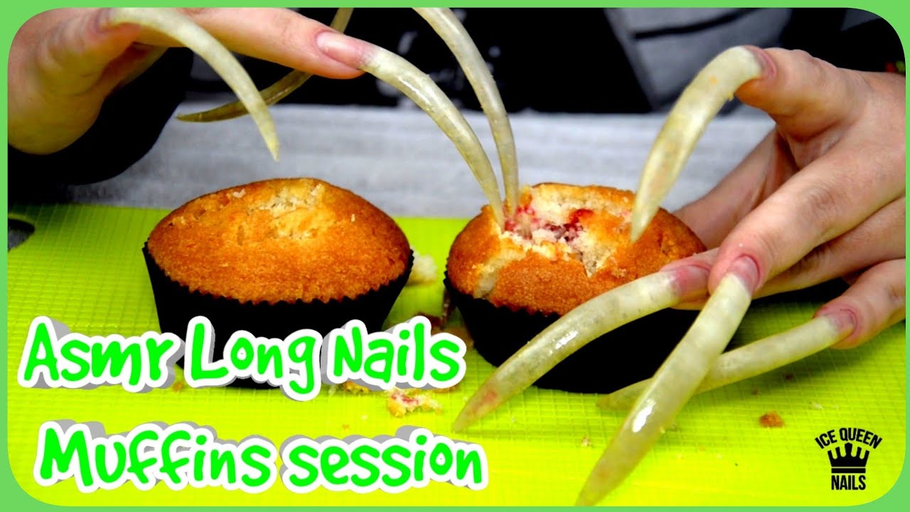 BEST SURPRISE! CLOSE UP asmr hard scratching muffins very long sharp nails!