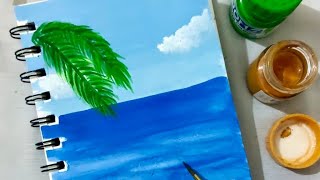 Mini Beach Painting Tutorial🌊| Acrylic Art in a Tiny Sketchbook📒| Full Ocean Scene Step by Step🥰 screenshot 4