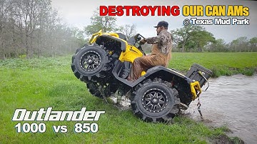 Can Am Outlander 1000 vs. 850! || Destroying our ATVs at Texas Mud Park || Mud Madness 2024