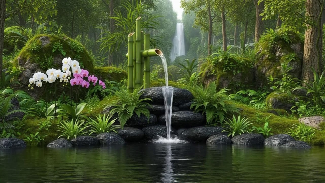 Soft Piano for Sleep with Waterfall Ambience for Deep Sleep