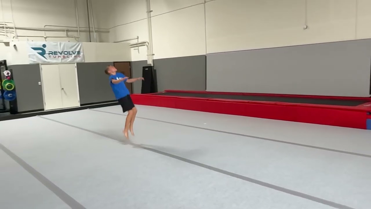 One handed round off back tuck slo mo