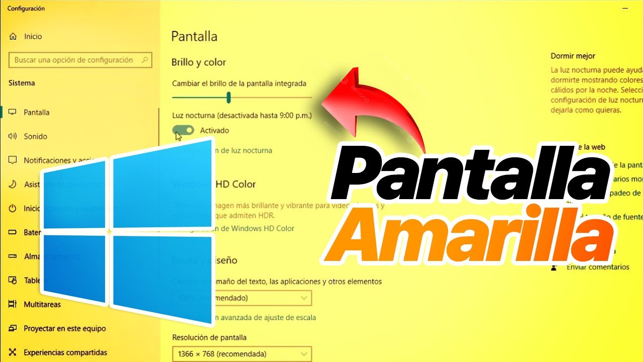 Como Quitar o Activar La Pantalla Amarilla En Windows 11 - YouTube