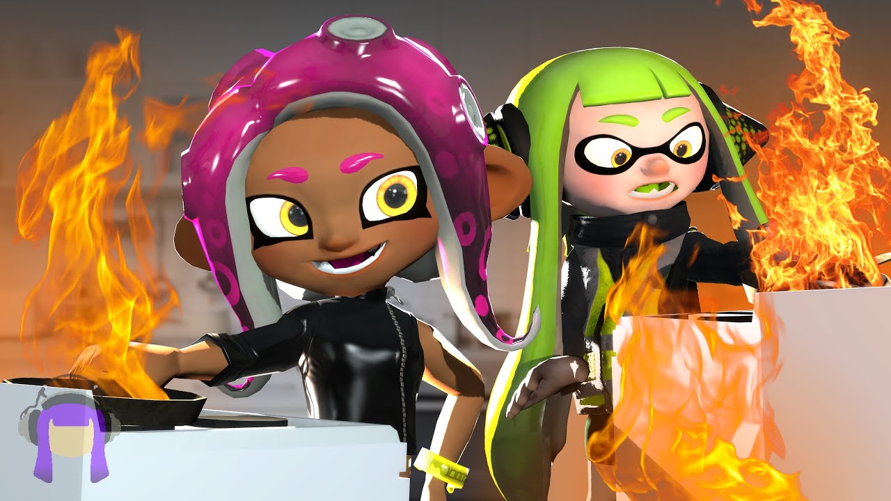 Анимационный ролик Splatoon: Агент 3 не умеет готовить.