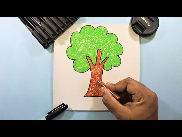 Simple Tree Drawing - Draw for Kids | Sunday Art Class (Tree Series) class=