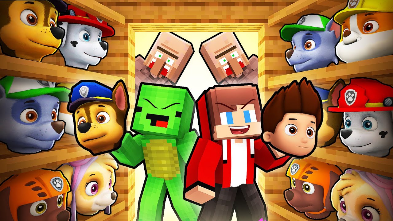 JJ and Mikey BECAME ANYONE in PAW PATROL to Troll Villagers in Minecraft (Maizen)