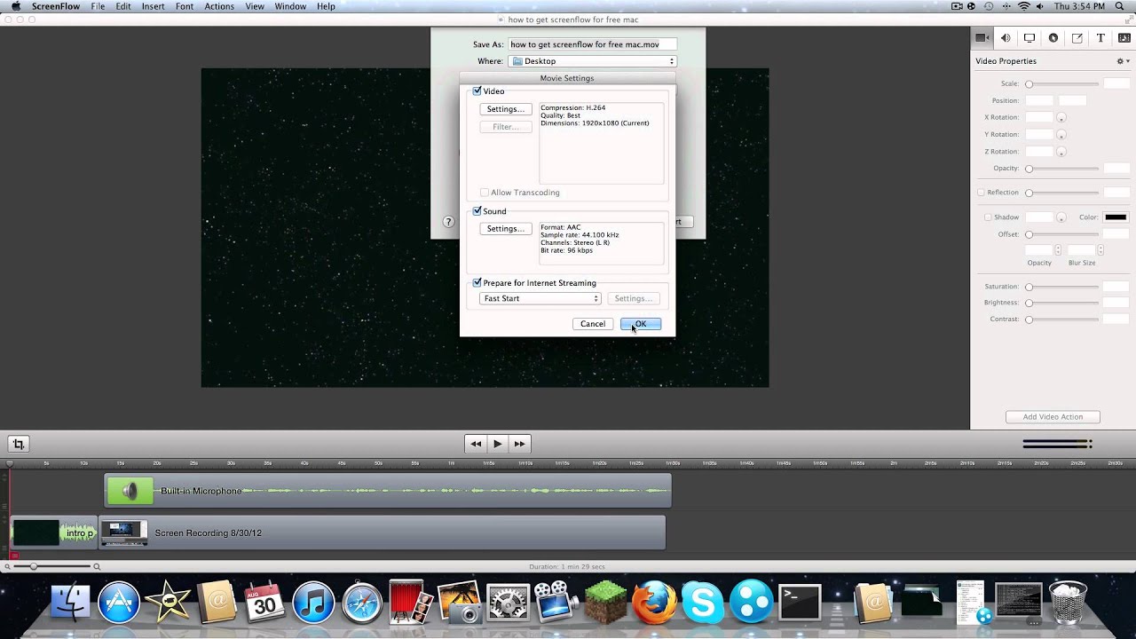 How to export videos from ScreenFlow to youtube in HD - YouTube
