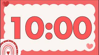 10 Minute Fun Valentine’s Day Rainbow Timer (Happy Chimes Alarm at End, No Music)