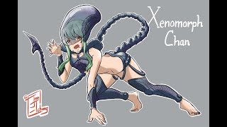 J_Tchang - Xenomorph-chan (Alien) - Procreate (iPad Pro 10.5")