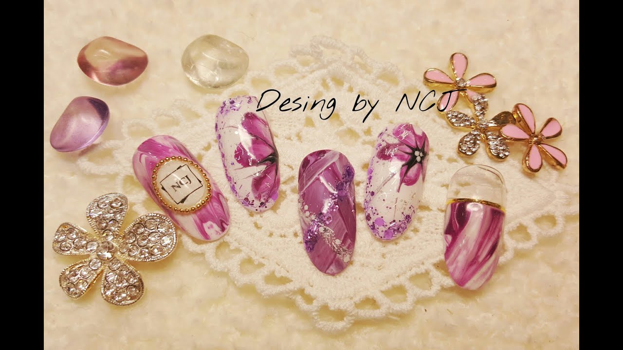 How to : Marble flower nail  | NCJ Nail