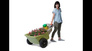 Simplay3 Easy Haul Plastic Wheelbarrow w/Garden Tool Storage Tray, 4 Cubic ft. 2 Wheels - Overview